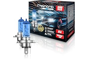 ‎DIAMOND VISION Diamond Vision 2x H4 12V 60/55W | Xenon Look | Halogen KFZ Autolampen | 8500k Super Ultra White | zweimal so langlebig | Duobox | E-Prüfzeichen | P43t
