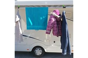 MAJOCOMPTEC Crochet pour store Fiamma, Omnistor, Thule avec rail pour caravane, camping, Klettband+Haken geschlossen für Kederschiene 7mm, Vert fluo, 3