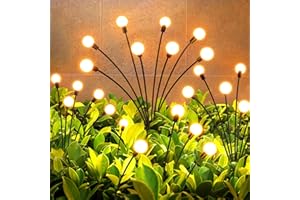 GEARLITE Firefly Solarlampen für Außen Garten 4 Stück, 32LED Superhelle 2 Lichtmodi Glühwürmchen Solarleuchten für Außen mit Warmweißem Licht IP65 Wasserdicht Schwingende Garten-Deko für Pathway Yard