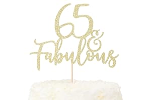 LOVENJOY Decoration Gateau Anniversaire 65 Ans Paillettes Dorées 65& Fabulous Cake Topper Happy 65th Birthday Deco Gateau Pour Décoration 65e Fête D'anniversaire