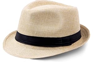 Coucoland Panama Cappello Estivo da Uomo Fedora Trilby Bogart, Cappello da Sole in Paglia di Carta, da Spiaggia, da Uomo, Primavera/Estate, in Paglia 1920s (Taglia Unica)