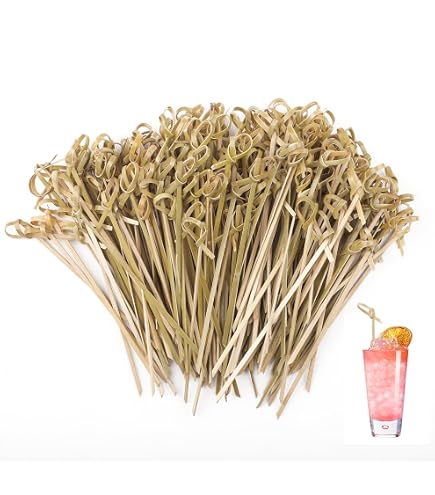 300 Pics à Cocktail En Bambou | 10cm Avec Nœud | Pour Apéritifs, Brochettes, Tapas