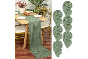YMHPRIDE 6 Pezzi Runner da Tavola in Garza Verde Salvia, 90 x 300cm Verde Runner da Tavola per Formaggio per Matrimonio Addio al Nubilato Baby Shower Decorazioni Feste di Compleanno
