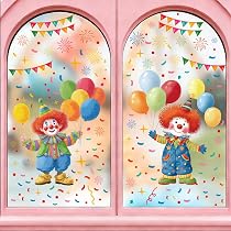 Fensterbilder Karneval Selbstklebend - 9 Blatt Clown Aufkleber Für Fenster, Party & Kinderzimmer