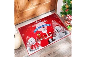 TSLBW Świąteczna wycieraczka świąteczny Merry Christmas Welcome Mata 45 x 70 cm antypoślizgowa Święty Mikołaj bałwan chłonna dywanik łazienkowy na zewnątrz