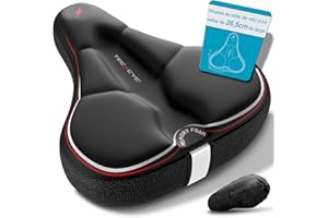 TECHCYC Housse Selle vélo avec Coussin de siège de vélo en Mousse à mémoire de Forme Double Couche, Coussin de siège de vélo Ergonomique pour Femmes et Hommes