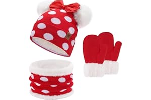 ZASFOU Bambina Piccolo Cappello Invernale Sciarpa Guanti Set Bambino Berretto Cappelli in Cotone Maglia Bambini Scaldacollo Guanti 0 1 2 3 4 Anni Ragazza Regalo