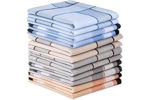 Aomig Męska kwadratowa poszetka, 12-częściowy zestaw klasycznych kieszeni, męskie chusteczki duże rozmiary 40 cm x 40 cm, miękka bawełna z klasycznymi paskami, na wesele, imprezę biznesową (typ C)