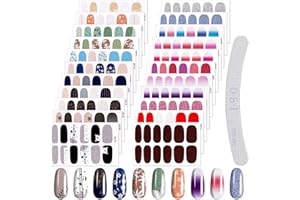 EBANKU 22 Fogli Adesivi per Nail Art Strisce Autoadesive Gradiente Avvolgente Adesivi per Smalto per Unghie Kit di Decorazione per Manicure Con Lima per Unghie 1PC per Donne Ragazze (B)