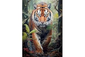 MAXBYE 5D Animal Diamond Painting Kits for Adults, Forest Tiger DIY Diamond Art Full Drill Crystal Rhinestone Painting Pictures Embroidery Craft Kits for Home Wall Decor 12x16inch
