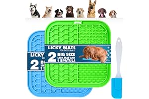 YOGINGO 2 PCS Dog Lick Mats Licky Mats for Dogs with 1 Pcs Spatula, Lick mat for Dogs Slow Feeding Dog Bowl with Suction Cup Suitable for Pet Bathing Training Pad for Peanut Butter (Large size）