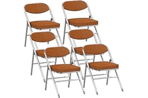 Chleby 6 Chaise Pliante Chaise Visiteur Chaise Pliante rembourrée en Tissu Chaise de Salle à Manger Pliante conviennent à la Cuisine, l'intérieur, l'extérieur,Salle de conférence Rouge-Marron