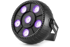 BeamZ PLP14 Wireless UV Disco Party Light with 6X 1W Ultraviolet LEDs, Rechargeable Battery, Remote Control, Strobe & Sound Modes, for Home Parties and Events