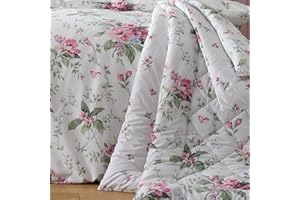 Catherine Lansfield Bridgerton 3.5 Tog Penelope Floral Reversible 200x200cm Eiderdown Bedspread Cream