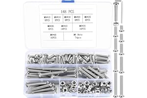 SZSLMY "M6 Schrauben Set, 148 Stück Linsenkopf Sechskantschrauben Mit Muttern Kit, Gewindeschrauben, Maschinenschrauben, Sechskantkopfschrauben Sortiment - M6"