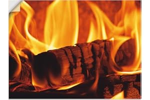 ‎ARTLAND ARTland Wanddeko Wandtattoo selbstklebende Vinylfolie 60x45 cm Feuer Flammen Kamin Kaminfeuer Modern Q4WR