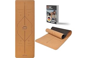 DH FitLife Tapis de yoga en liège et TPE, mat 183 x 61 x 0,6 cm, tapis de fitness, antidérapant et respectueux de l'environnement, tapis de sport naturel autonettoyant