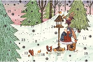 ‎STICKER-DEALER Lustige Adventskalenderkarten 5 Karten Grußkarten Goldprägung Kunstkarte Weihnachtskarte Adventskalender Frohe Weihnachten Weihnachtsmann Winter