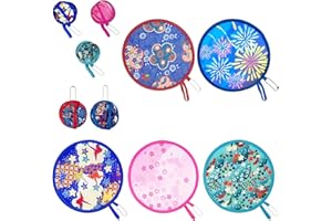 PLIPDHY 5 Stück Faltbarer Handfächer Klein,Japanische Runder Fächer,Sommer Fächer für Kühlung,Hochzeit und Heim Dekoration,Festival Party
