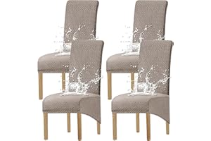 KELUINA Spandex Elástico Jacquard Fundas de Sillas Comedor XL para El Hogar (Gris Pardo, 4 Piezas)