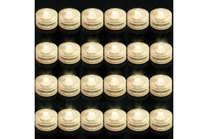 ‎IDYL LIGHT idyl light Unterwasser Led Lichter,Warmweiß Wasserdichte LED Teelichter, Batteriebetriebene Kerzen Poollicht für Garten Aquarium Vase Badewanne Pool oder Spa 24 Stück