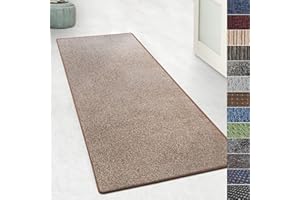 KARAT Teppich Läufer für Küche, Flur & Wohnraum - Teppichläufer auf Maß - Meterware - Flurteppich - Küchenläufer - Wohnzimmer Teppich (80 x 200 cm, Lyon - Braun)