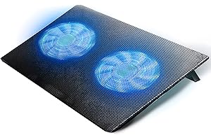 Retoo 12-17 pollici LED pad di raffreddamento per computer portatile con 2 ventole e 6 regolabili in altezza, Cooling Pad per evitare il surriscaldamento, pad di raffreddamento per computer, nero