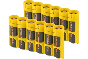 AA batteri förvaring caddie från Storacell (2-pack), gul, rymmer 6 batterier (ingår inte)