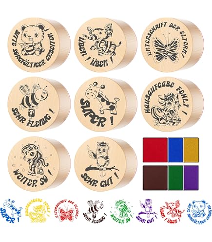Stieber® Stempelset 02 (Lehrer) – 12-teiliges Set Mit Stempeln, Kissen & Farbe