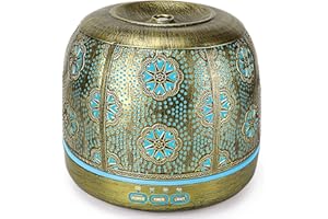 Salubrito SALUBRITO 500 ml dyfuzor zapachowy do olejków eterycznych, metalowy ultradźwiękowy nawilżacz powietrza, dyfuzor olejków zapachowych z 7 kolorami światła, dyfuzor do aromaterapii do olejków