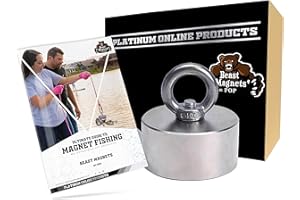 PLATINUM ONLINE PRODUCTS 2000LB’s Powerful 360 Degrees Fishing Magnet for Magnet Fishing | Strong Neodymium N52 Magnet | Magnetic Fishing for Salvage and Treasure Hunting in Rivers, Oceans & Lakes