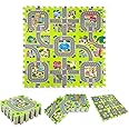 HB.YE Puzzle Mat Babies Soft Play Foam Interlocking Tiles-Kids Road Traffic Sensory Trainning Jigsaw-Children Educational Playmat Rug-Great for Bedroom Playing with Toy Cars Trucks (9 piece)