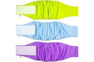 PET MAGASIN Pañales para Perro Cubre Panza Lavables [Juego de 3 Piezas] Pañales Reutilizables y amigables con el Medio Ambiente (Solid, L)
