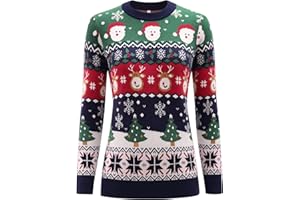 Gyabnw Świąteczny sweter rodzinny męski i damski świąteczny sweter okrągły sweter z dzianiny klasyczny świąteczny sweter uroczy sweter świąteczny dla dziewczynki i dzieci pary na jesień zimę