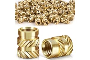 Caianwin 50 sztuk wkładek gwintowanych M4 nakrętki wciskane radełkowany gwint z mosiądzu – nakrętka wciskana do części z tworzywa sztucznego – poprzez wtopienie w części z nadrukiem 3D