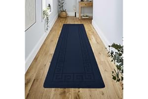 renoazul® Long Carpet Runners For Hallways - 80 x 300 cm Non-Slip Washable Kitchen Runner, Rubber Backed Runners For Bedroom, Office And Hall Runner Rug (Gel Back Rocco Rug - Navy)