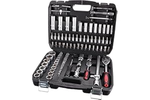 SIXTOL Zestaw narzędzi do goli 94 w walizce | grzechotka 1/4" i 1/2" | metalowe zapięcie