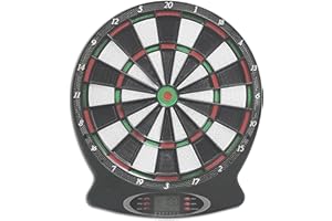 Brovamo Set di bersagli elettronici, bersaglio elettronico, 12 freccette, punta in plastica [30] punte di ricambio, bersaglio con display LCD, funzionamento a batteria