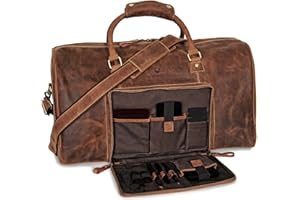 DONBOLSO Weekender Naples I Handcrafted Leather Men's Travel Bag I Genuine Leather Duffle Bag I Carry-on Luggage Overnight Gym I L with 40 litres I Brown Vintage