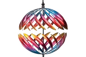 Bits and Pieces - Jupiter Windrad - 56cm Durchmesser - Windmühle mit entgegengesetzten Rotorblättern - Vielfarbiges Windspiel für draußen - einfache Montage, ideal für Garten oder Terrasse