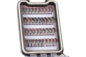 BASSDASH Ensemble de Mouches de pêche à la Mouche Pêche à l'achigan à Grande Bouche avec boîte à Mouches, avec Mouches sèches/Mouches noyées, nymphes, banderoles, Poppers…