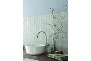 Atlas Ceramics - Porcelain Gloss Tile - Versatile Laying Options - Bathroom & Shower Wall - Kitchen or Bathroom Splashback - Traditional Art - Nolita White 2.5 in X 7.8 in