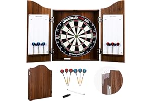 Engelhart - 065016-M - Bersagli Standard Armadio di Legno, Inclusi Freccette di Sisal da Competizione, 6 Freccette in Ottone 18 gr, Gessi e Spugna (Castagna)