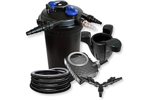 SunSun Kit filtration bassin à pression 30000l 18W UVC NEO10000 80W Pompe 25m Tuyau Skimmer SK30