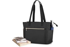 CURMIO Bolso para Maestra, Bolsa Profesora Mujer, Bolso Trabajo con Compartimento para Portátil de 15,6", Bandolera de Casual para Profesores, Negocios o Uso Diario, Negro, Sólo Bolsa