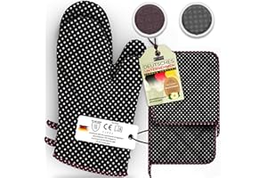 ‎LEFUNDA LEFUNDA® Ofenhandschuhe Topflappen 4er Set, Hitzebeständige Topfhandschuhe Baumwolle, Grillhandschuhe, Ofen Handschuhe zum Backen, Kochen, Grillen Kochhandschuhe Oven Mitts, Backhandschuhe (Schwarz)