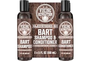 ‎VIKING REVOLUTION Viking Revolution - Bartshampoo & Conditioner Set - Erweicht, Glättet & Stärkt den Bartwuchs - Bartshampoo Für Männer - Majestätisches Oud - Geschenke Für Männer - 2 x 150 ml