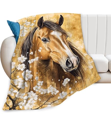 Sticker Superb Coperta Morbida In Flanella 150x200 Cm Con Motivo Cavallo E Unicorno - Perfetta Per Letto, Divano, Viaggio
