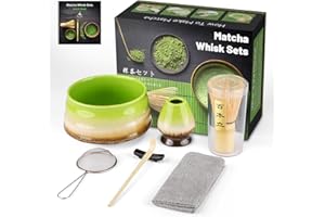 GUIGA Set di 7 Pezzi Matcha Kit,Set Accessori Cerimonia Tè Matcha,Portafrusta,L'Insieme Perfetto per Preparare Tè Matcha (Change Green)