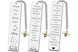 JETTOP Thank You Teacher Gifts for Women Men Bee Bookmark Gifts for Teacher Best Personalised Teacher Gifts 3PCS